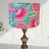 ijustlovethatfabric Lampshade - Australian Pink Gum Blossom on aqua fabric